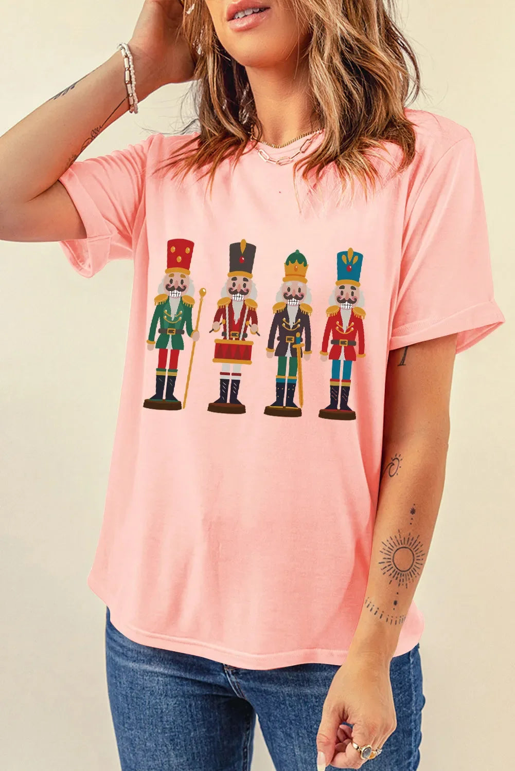 Nutcracker Design Round Neck Short Sleeve Tee With Stretch - Southern Shores Clothing