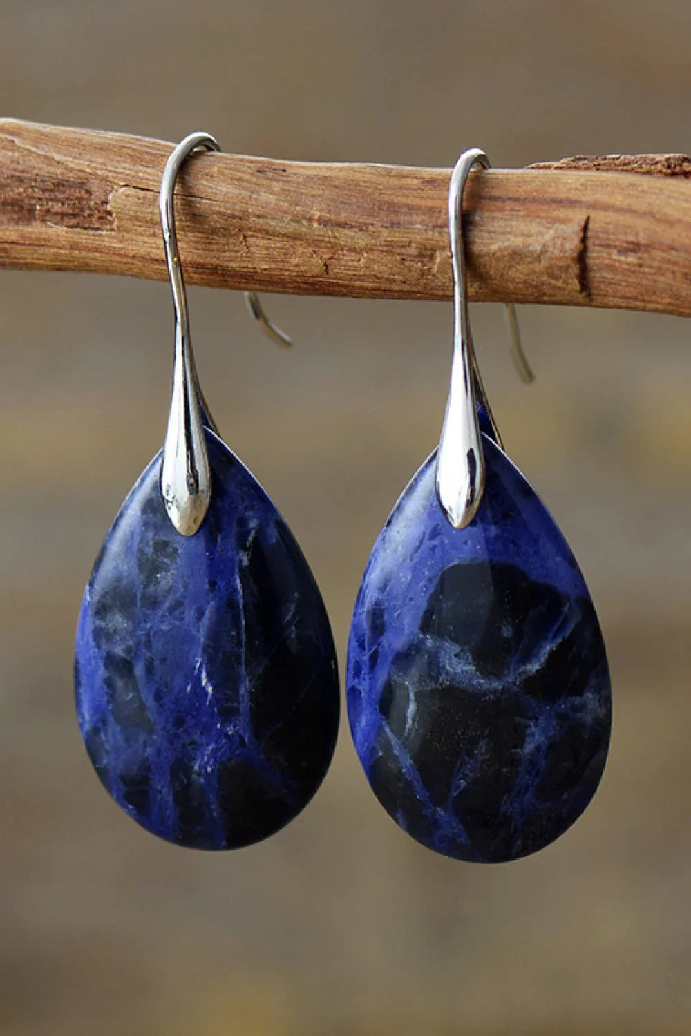 Natural Stone Teardrop Earrings With 14K Gold Plating - Southern Shores Clothing