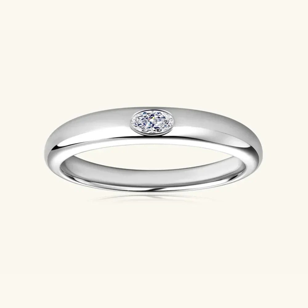 Sterling Silver Inlaid Moissanite Ring With 18K Gold Plating - Southern Shores Clothing