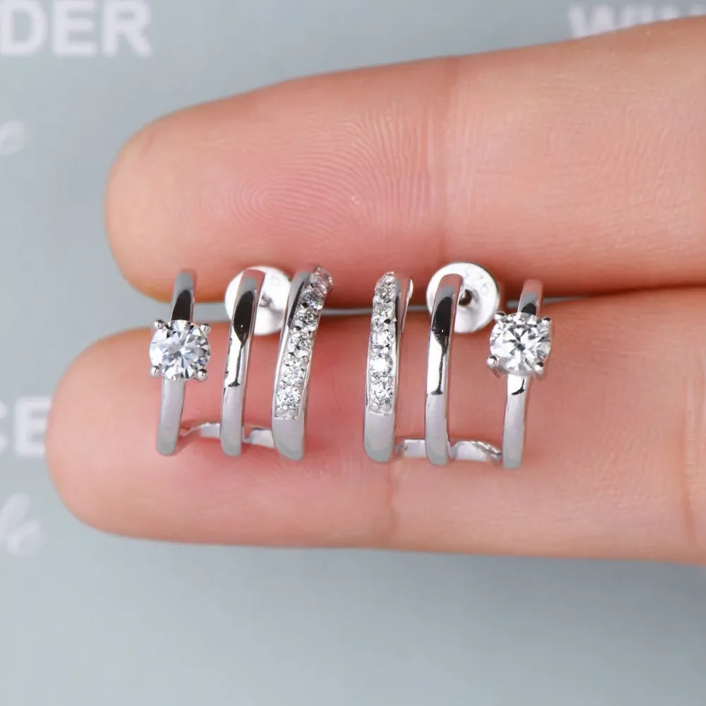Moissanite D Color Sterling Silver Earrings - Southern Shores Clothing