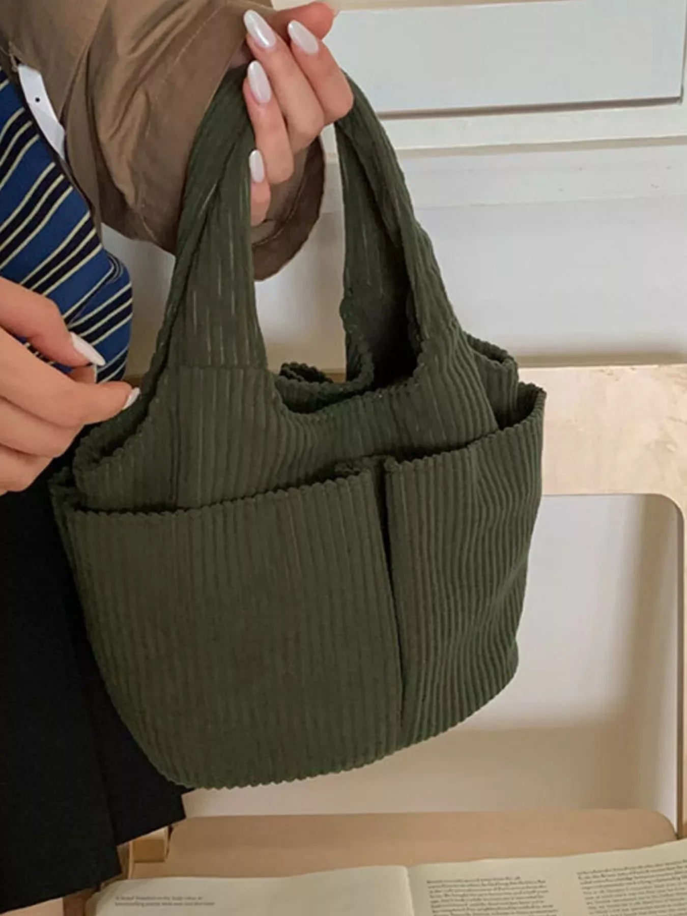 Corduroy Handbag With Classic Silhouette - Southern Shores Clothing