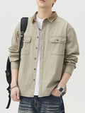 Plus Size Button-Up Shacket With Dual Chest Pockets - Southern Shores Clothing