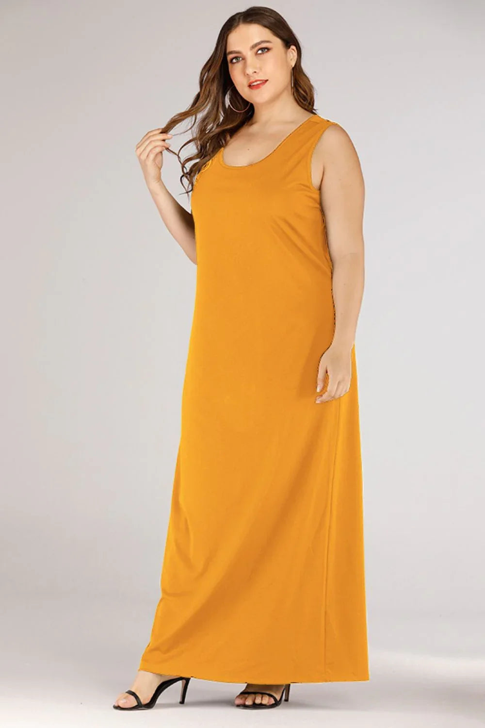 Plus Size Scoop Neck Maxi Tank Dress Beachwear - Southern Shores Clothing