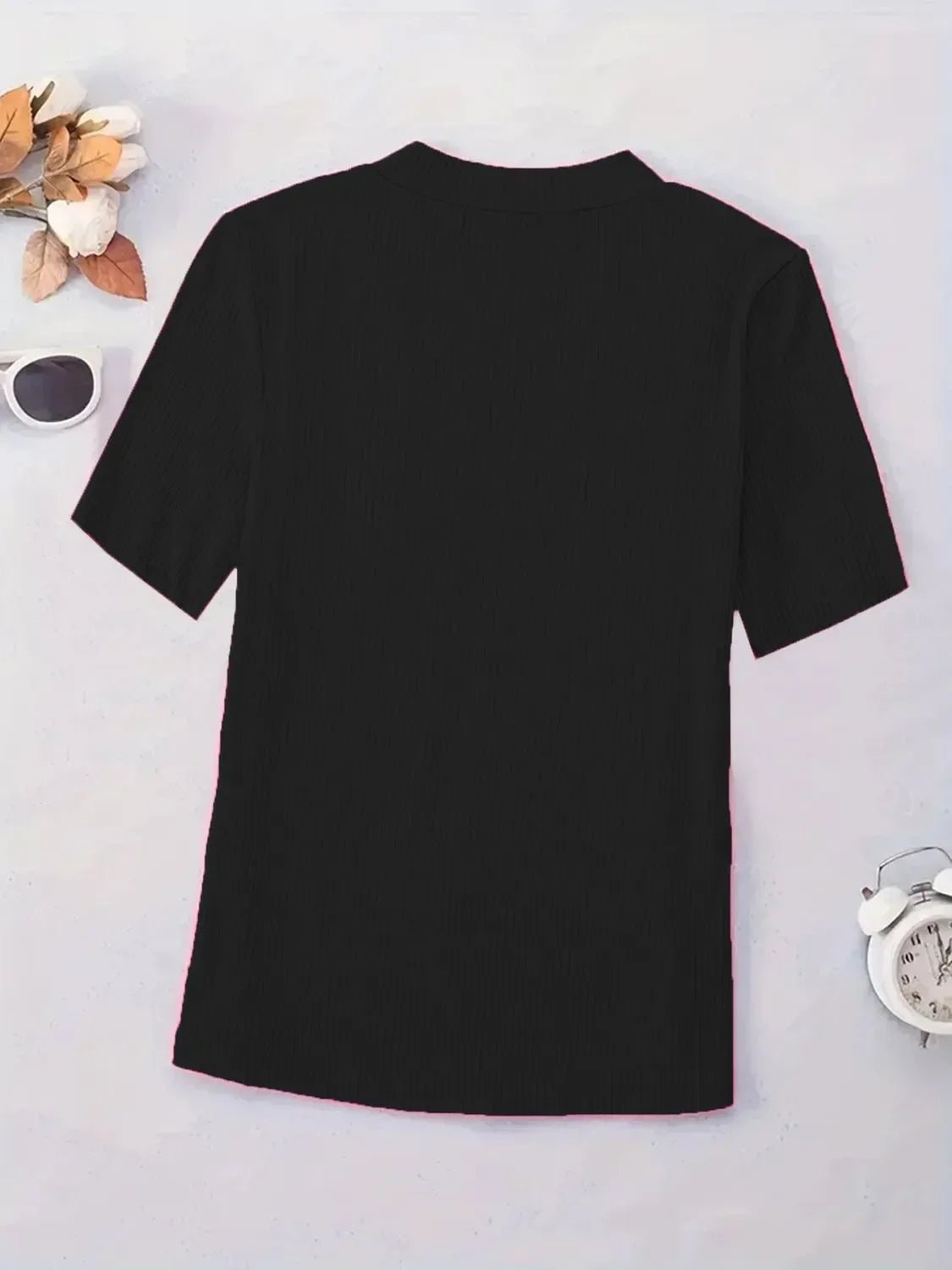Full Size Solid V-Neck Short Sleeve T-Shirt Plus Size - Southern Shores Clothing