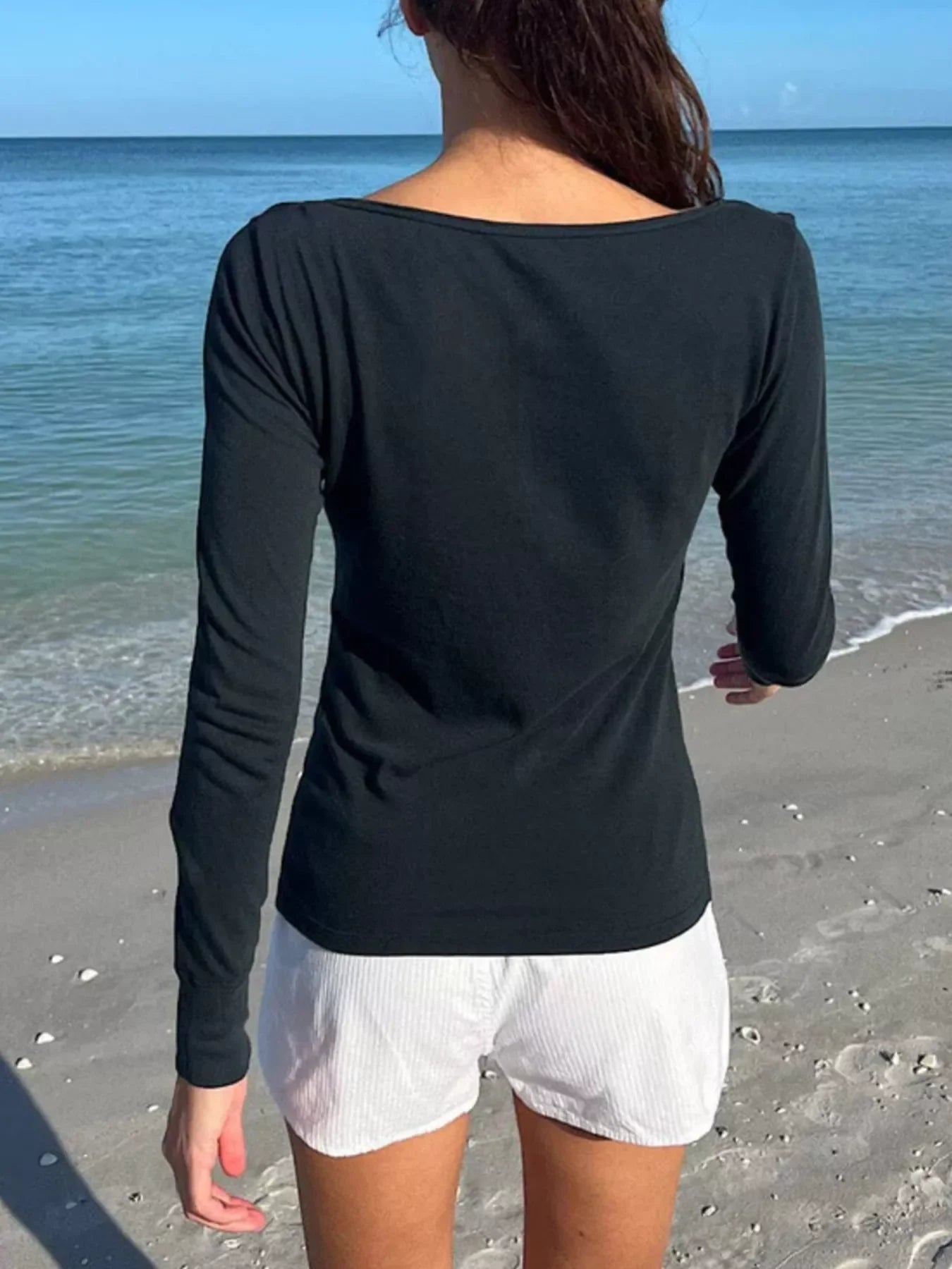 Striped Long Sleeve Henley T-Shirt - Southern Shores Clothing