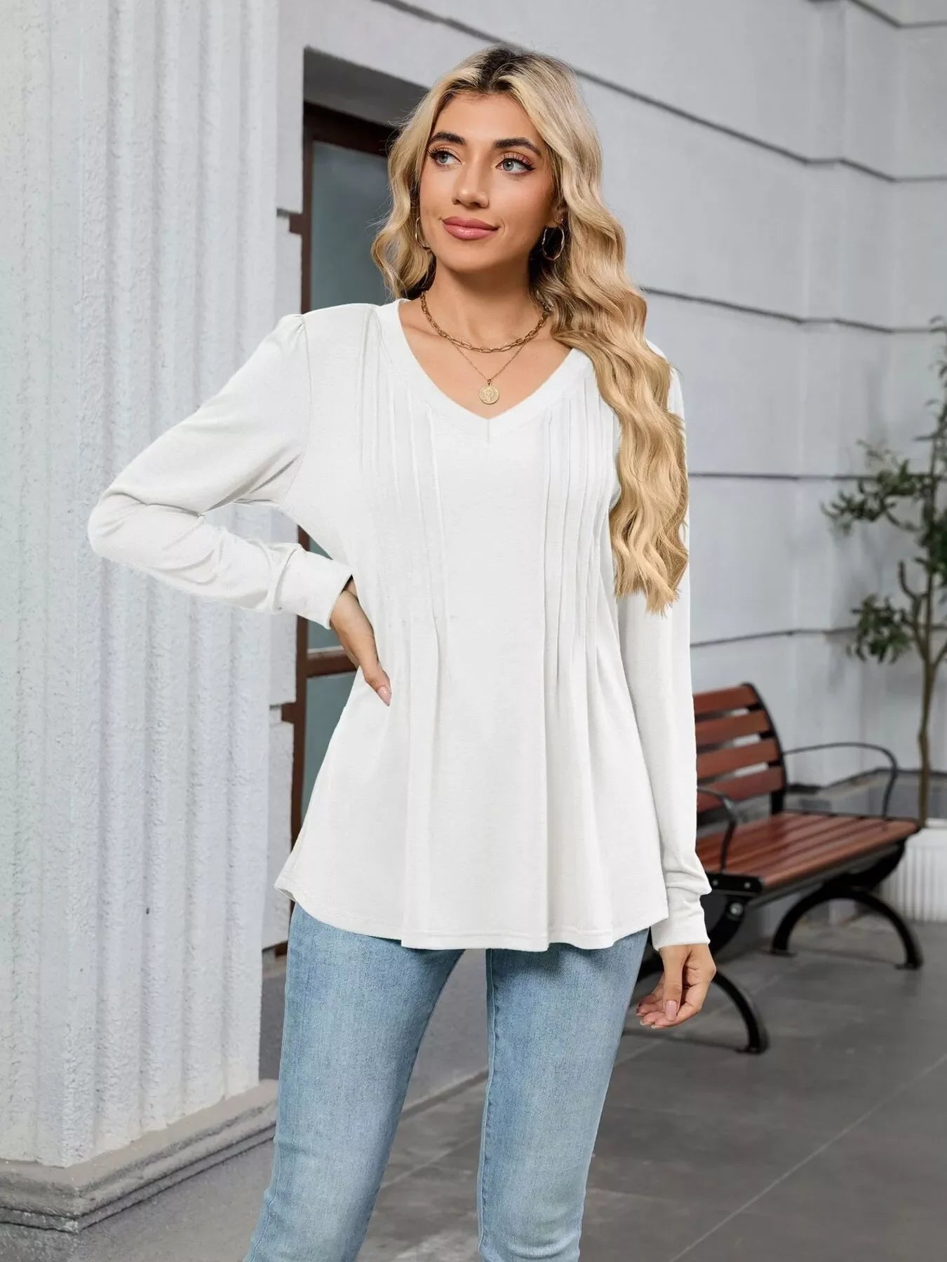 V-Neck Long Sleeve Relaxed Fit T-Shirt - Southern Shores Clothing