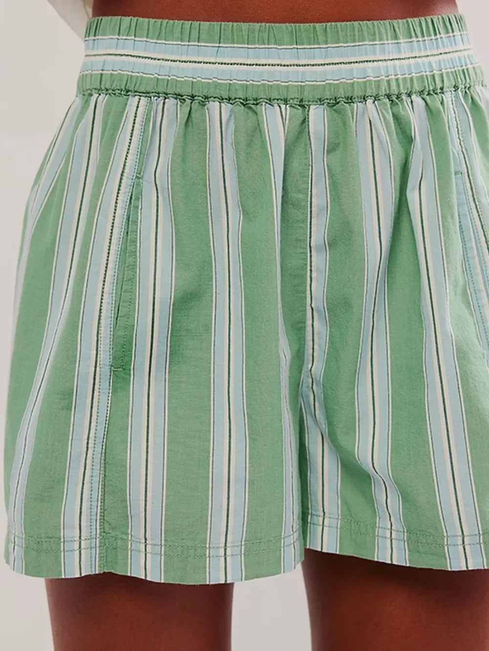 Striped Elastic Waist Casual Shorts For Daily Wear - Southern Shores Clothing