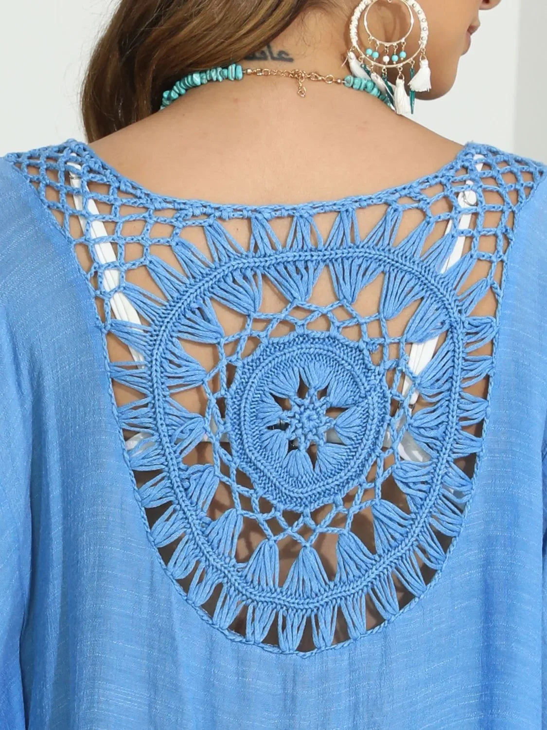 Tassel Crochet Round Neck Cover Up - Southern Shores Clothing