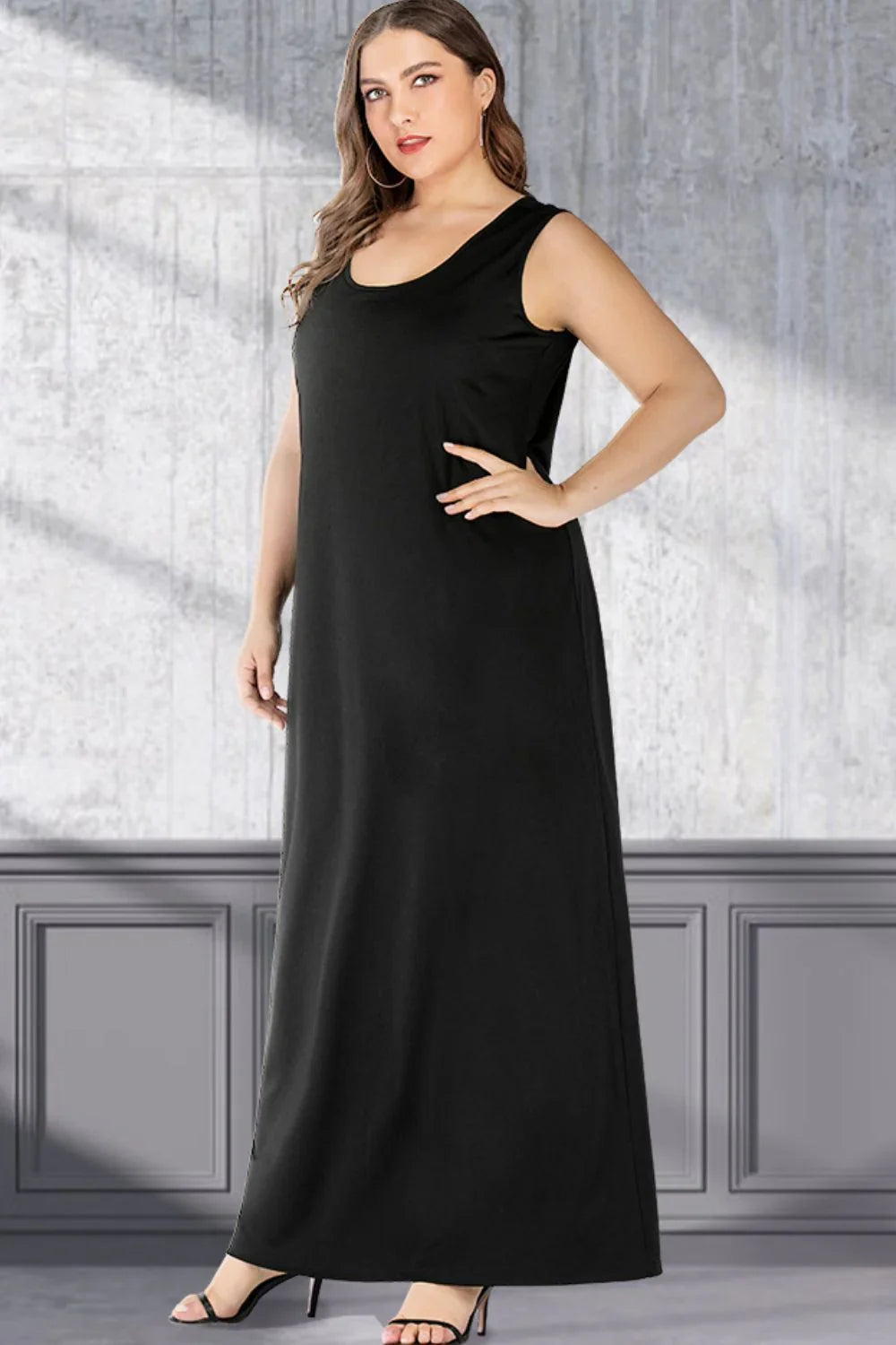 Plus Size Scoop Neck Maxi Tank Dress Beachwear - Southern Shores Clothing