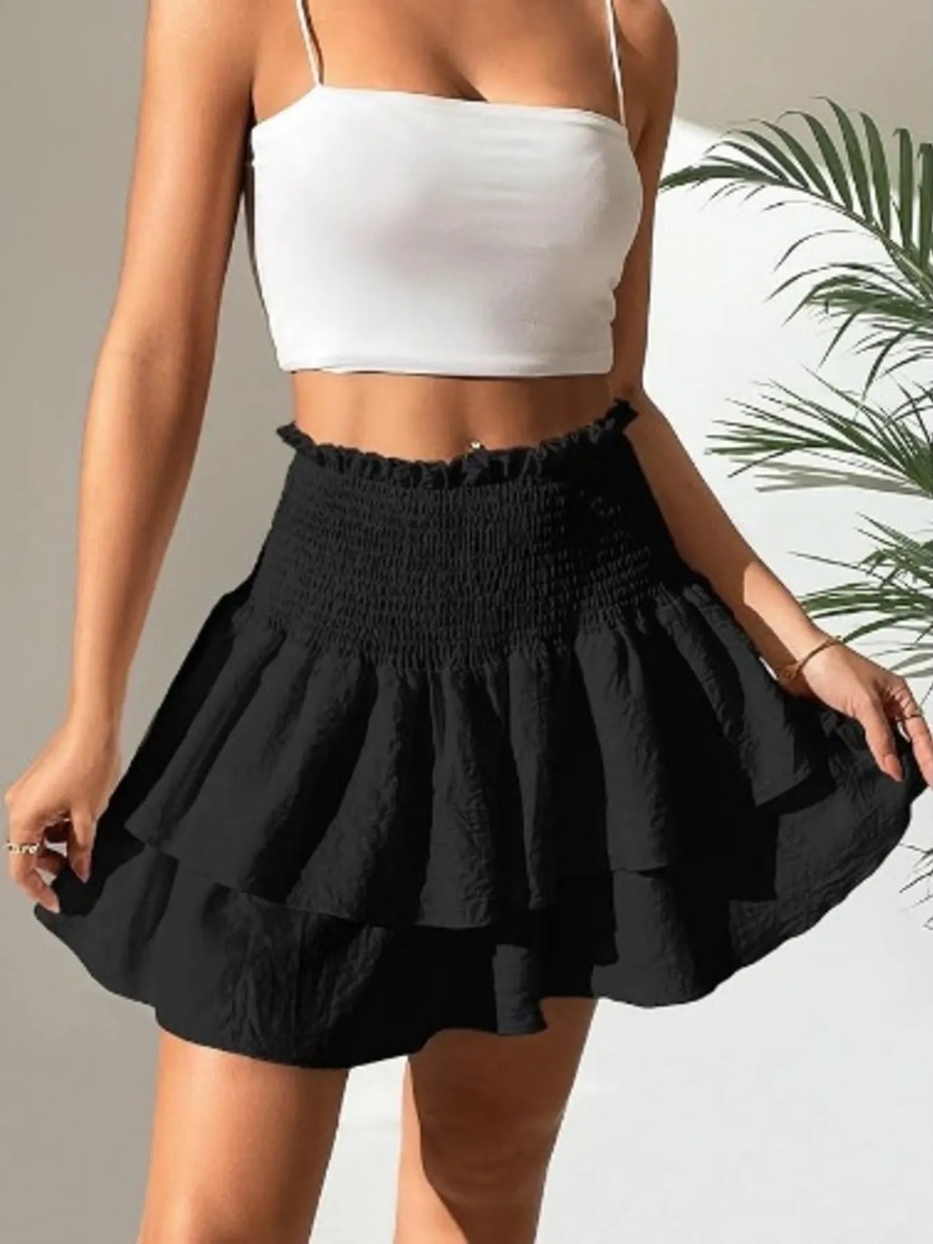 Coastal Chic Smocked Layered Mini Skirt for Women