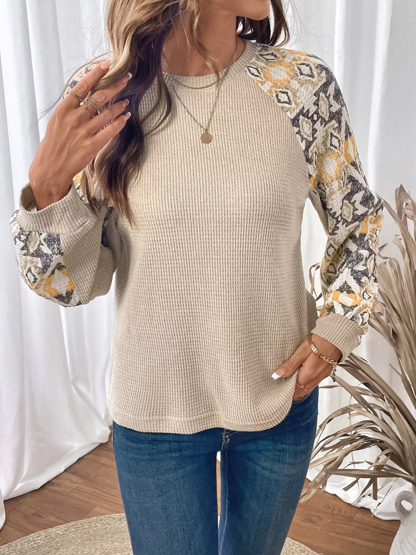 Geometric Pattern Long Sleeve T-Shirt - Southern Shores Clothing
