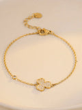 Stainless Steel Zircon Bracelet With 18K Gold Plating