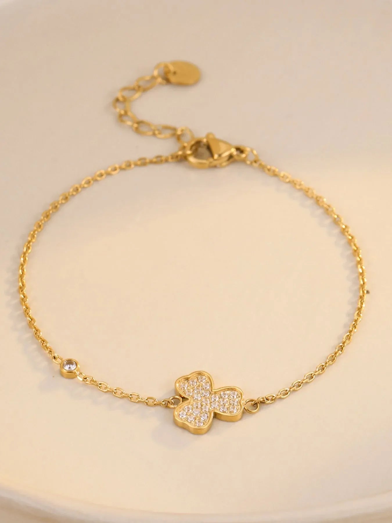 Stainless Steel Zircon Bracelet With 18K Gold Plating