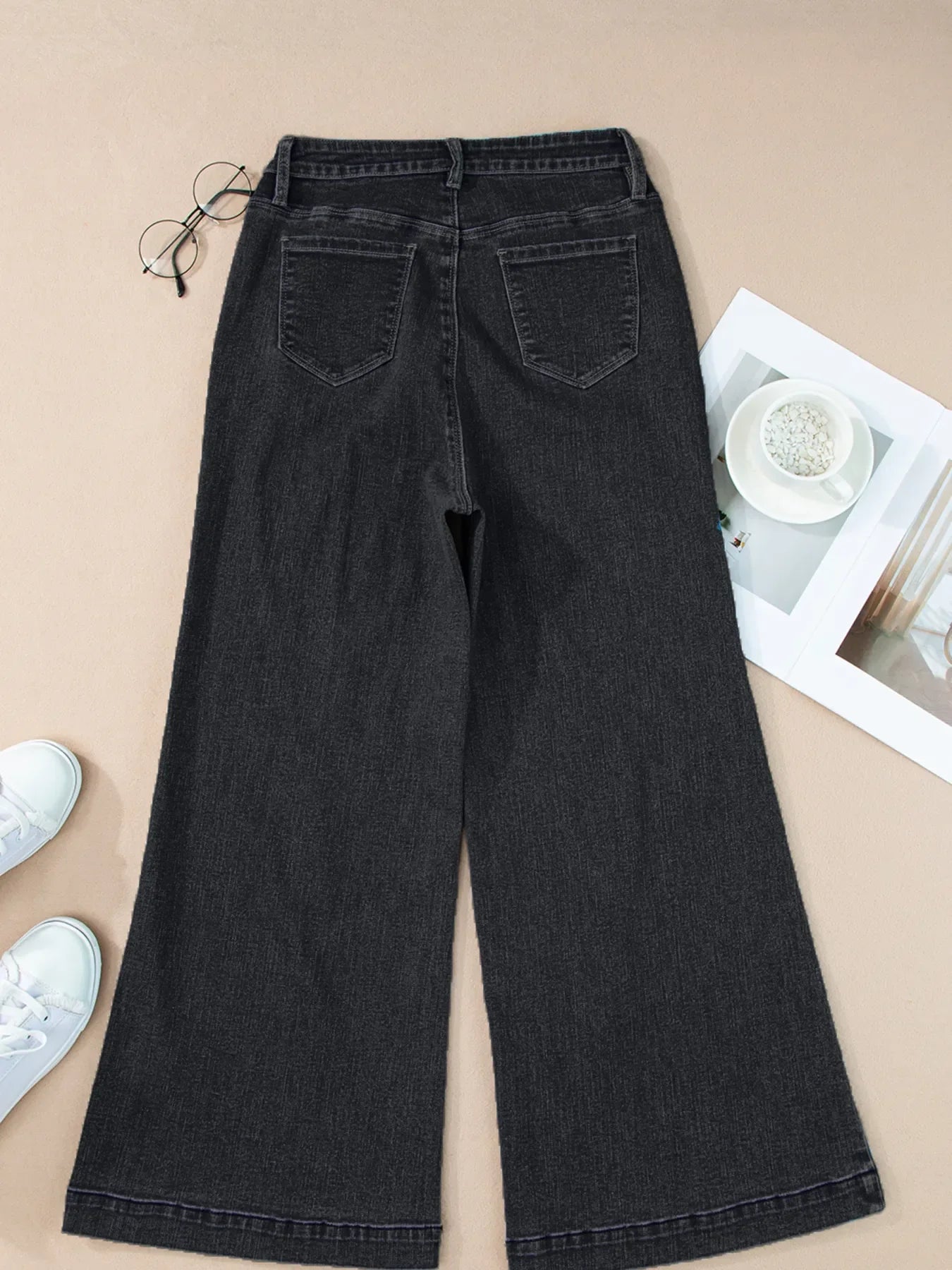 Coastal Seam Detail Flared Bottom Ankle Length Denim Jeans - Southern Shores Clothing
