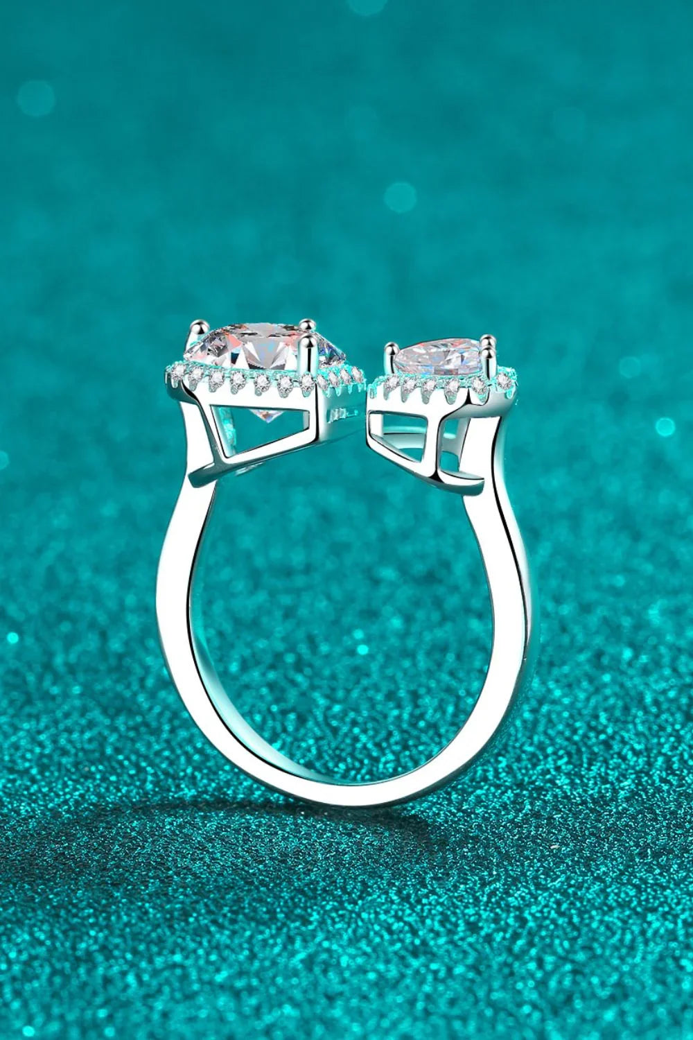 Heart-Shaped Moissanite Ring, Adjustable Sterling Silver - Southern Shores Clothing