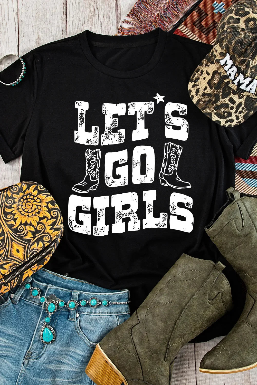 Letter Graphic Round Neck Short Sleeve T Shirt - Southern Shores Clothing