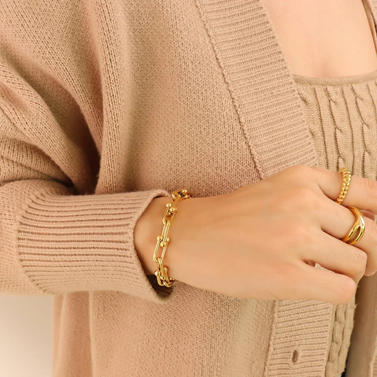 Chunky Titanium Steel Chain Bracelet Gold Or Platinum Plated - Southern Shores Clothing