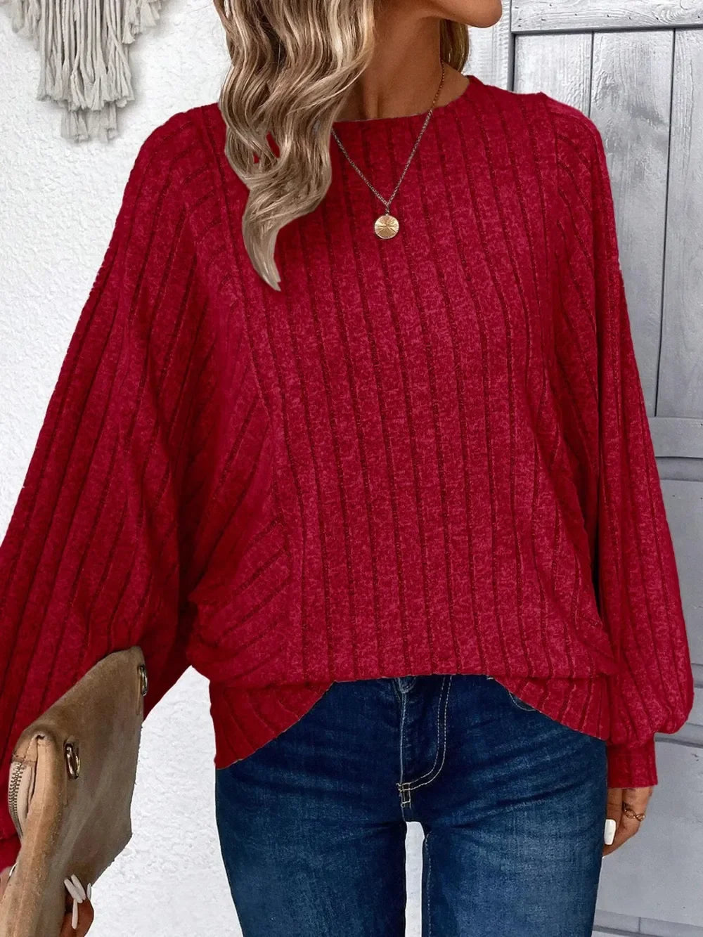 Plus Size Batwing Sleeve Round Neck T Shirt With Stretch - Southern Shores Clothing