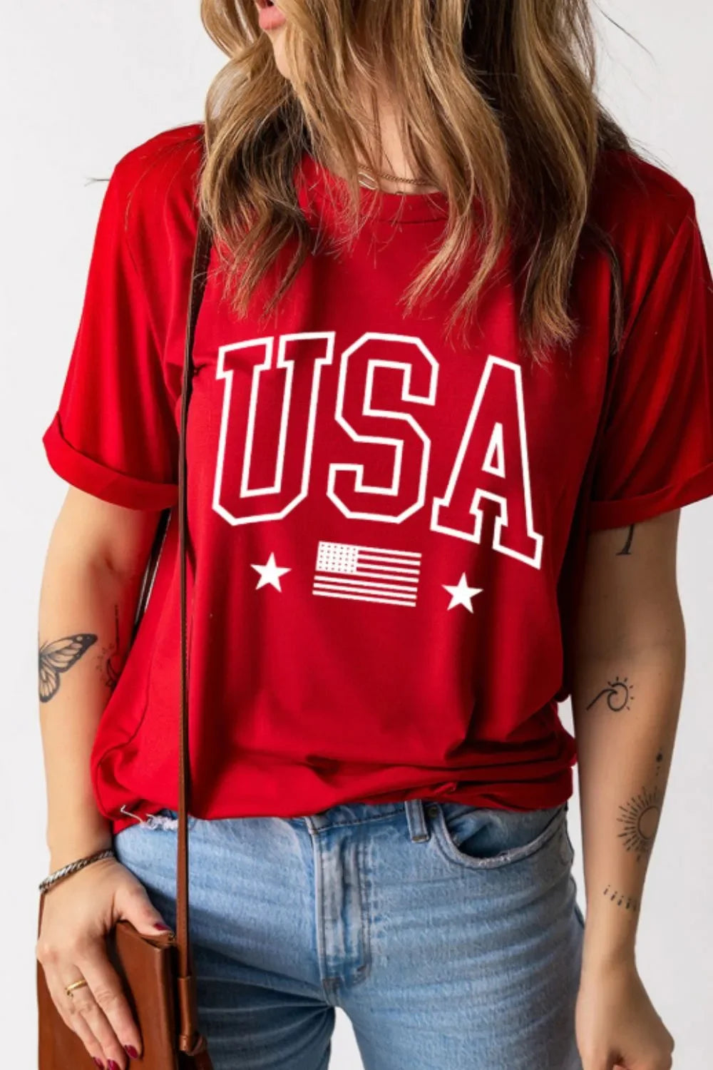 American Flag Crewneck T Shirt With Stretch Basic Fit - Southern Shores Clothing