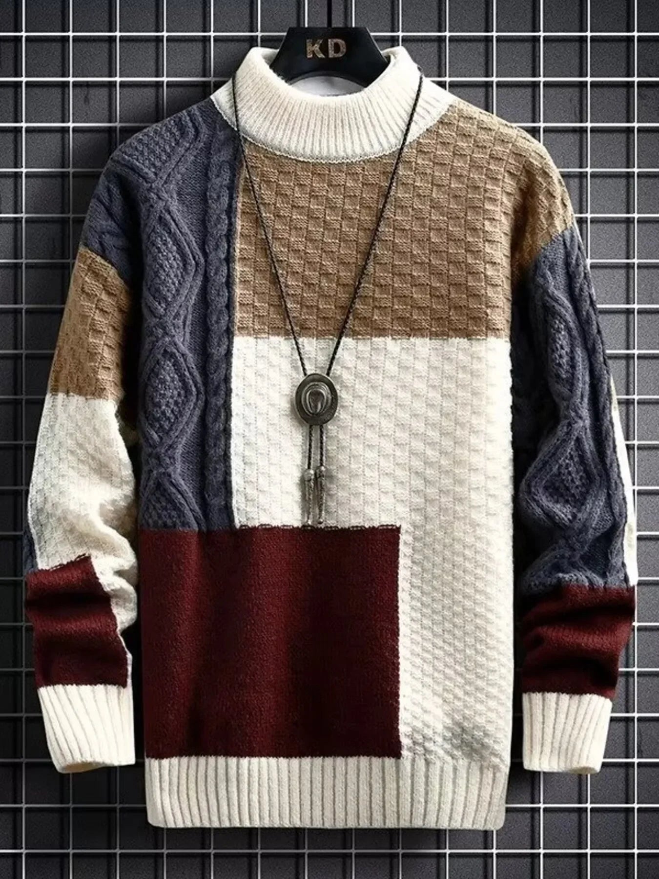 Plus Size Cable Knit Block Pullover Casual - Southern Shores Clothing