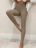 Coastal Ribbed Mid Waist Stretchy Leggings For Everyday Use - Southern Shores Clothing