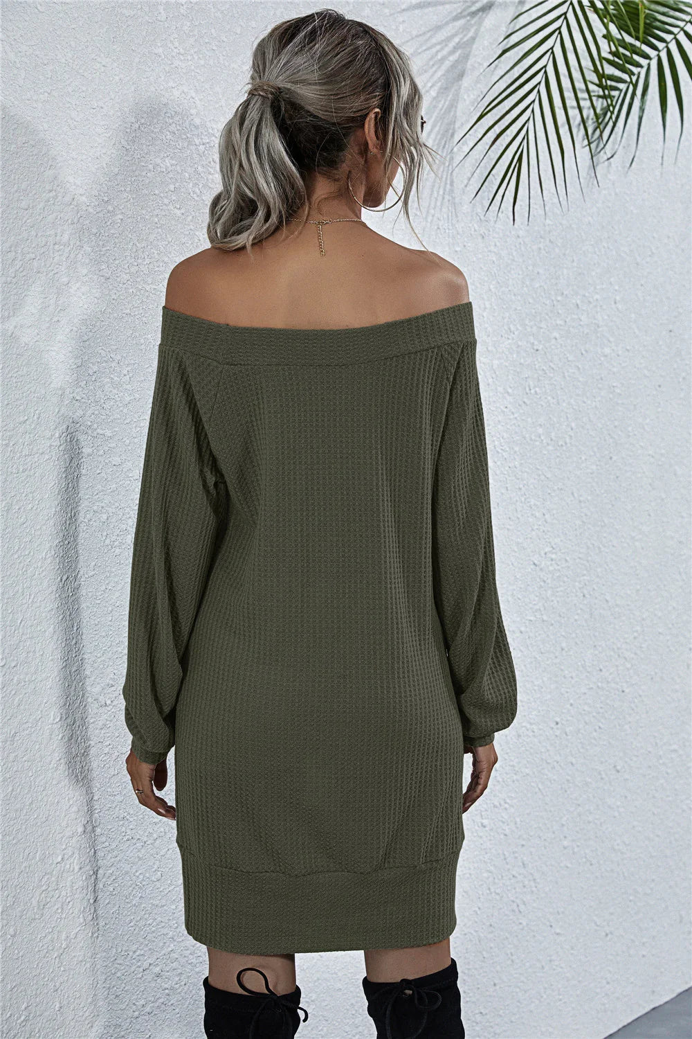 Waffle-Knit Boat Neck Mini Dress for Summer - Southern Shores Clothing
