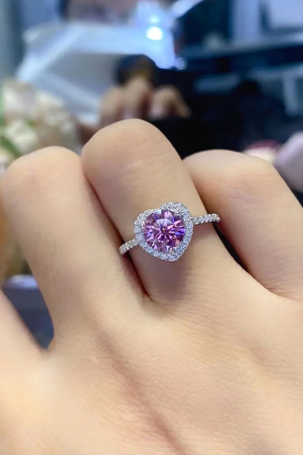 1 Carat Moissanite Heart Ring In Sterling Silver - Southern Shores Clothing