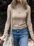 Floral Embroidered Detail Ribbed Long Sleeve Top - Southern Shores Clothing