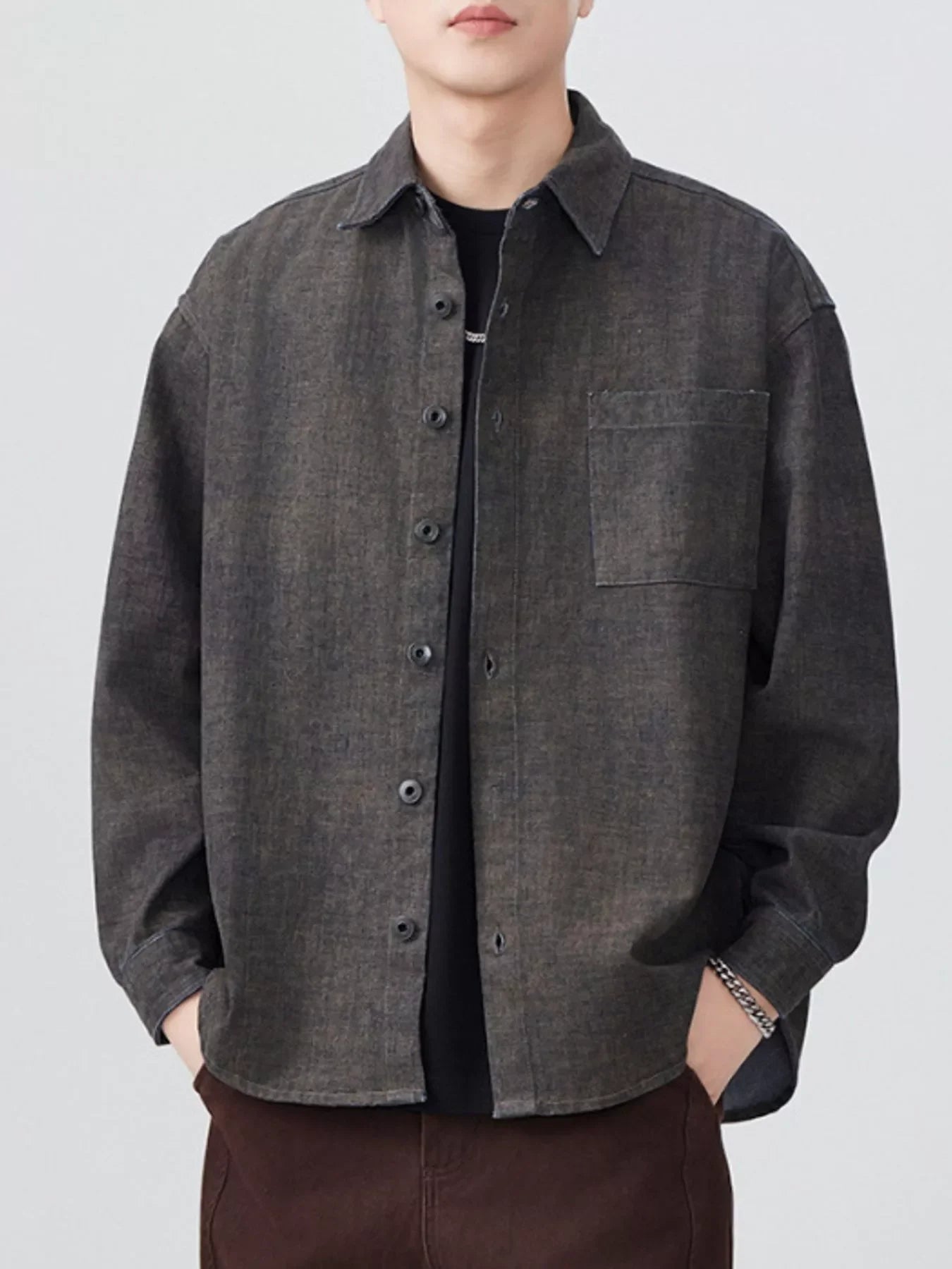 Plus Size Cotton Long Sleeve Button-Up Shirt - Southern Shores Clothing