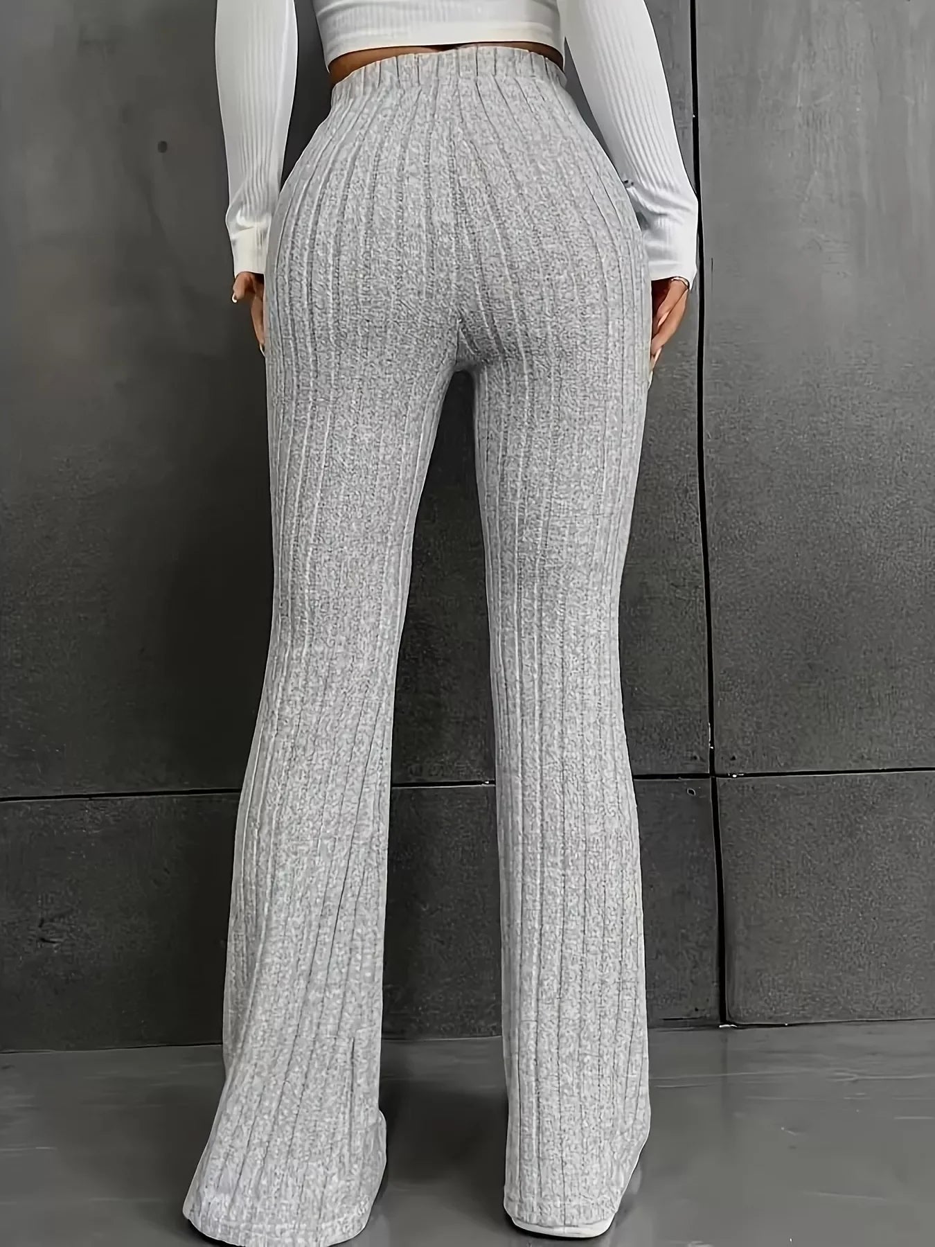 Plus Size Ribbed Knit High Waist Flare Pants - Southern Shores Clothing