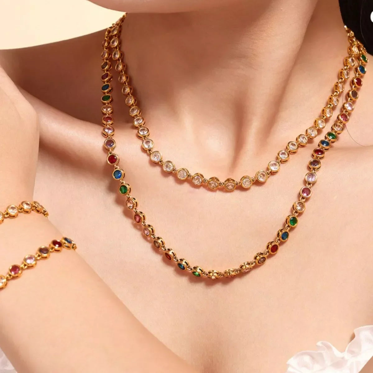 Gold-Plated Zircon Necklace Lightweight Delicate - Southern Shores Clothing