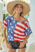 Patriotic Flag Theme Cotton Short Sleeve Shirt - Southern Shores Clothing