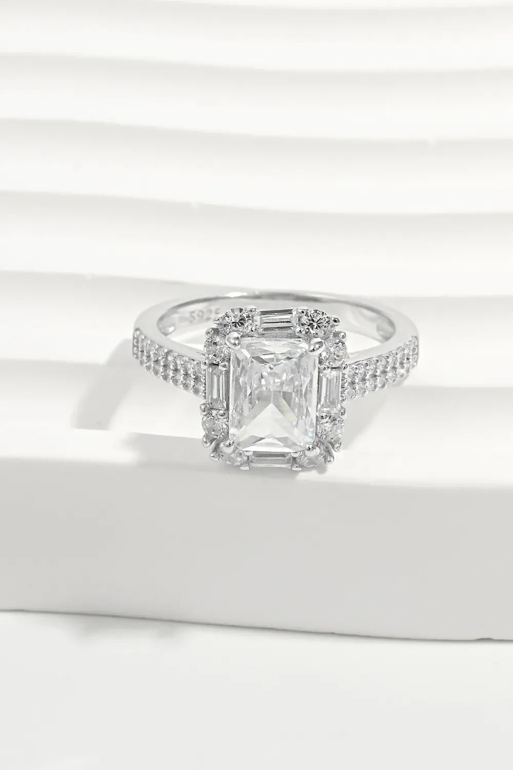 Sterling Silver Inlaid Zircon Square Ring - Southern Shores Clothing