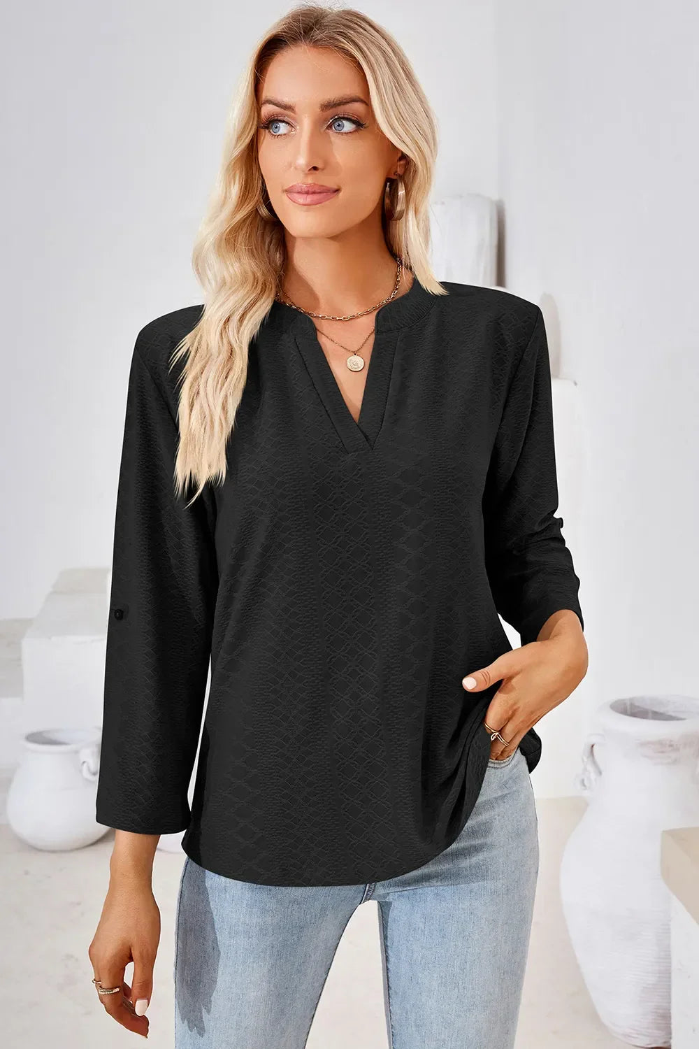Notched Roll-Tab Sleeve T-Shirt - Southern Shores Clothing