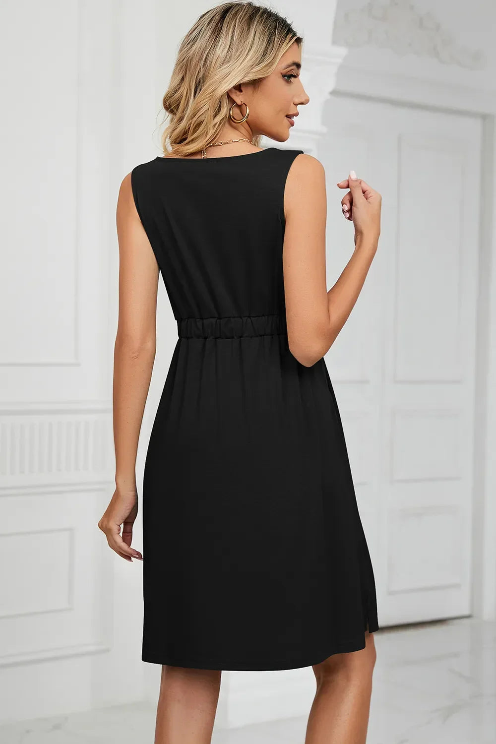 Buttoned Wide Strap Mini Dress - Southern Shores Clothing