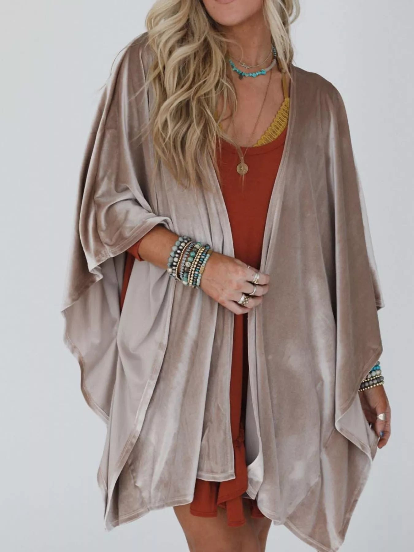 Open Front Draped Sleeve Cardigan