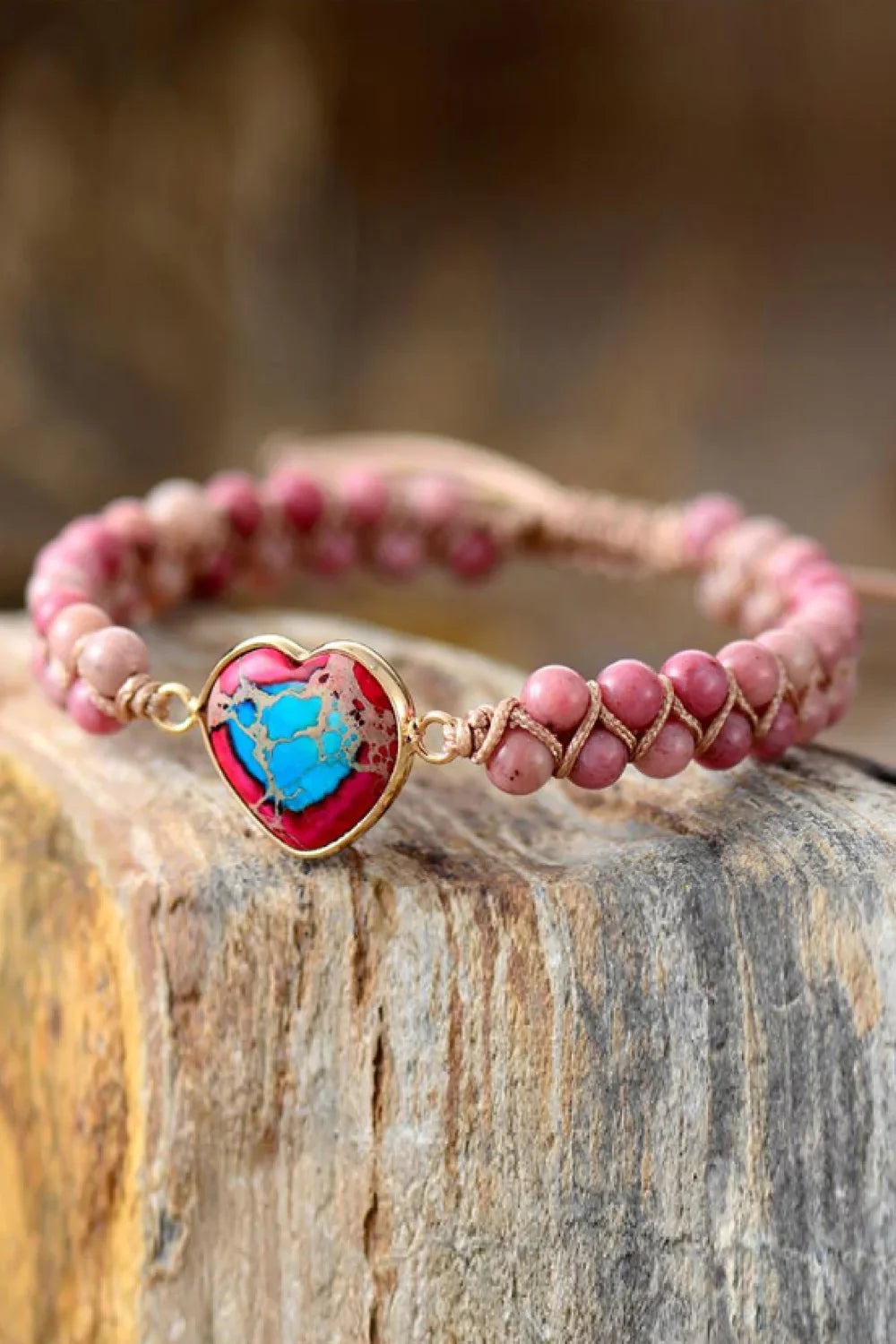 Heart Shaped Natural Stone Bracelet With Copper Accents - Southern Shores Clothing