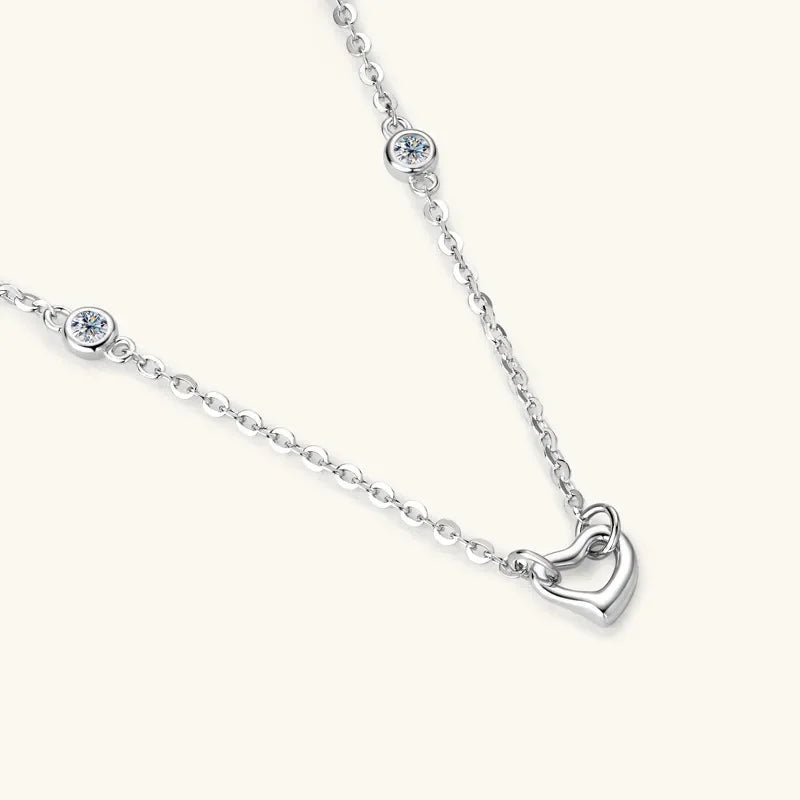 Moissanite Heart Necklace In Rose Gold Plated Sterling Silver - Southern Shores Clothing