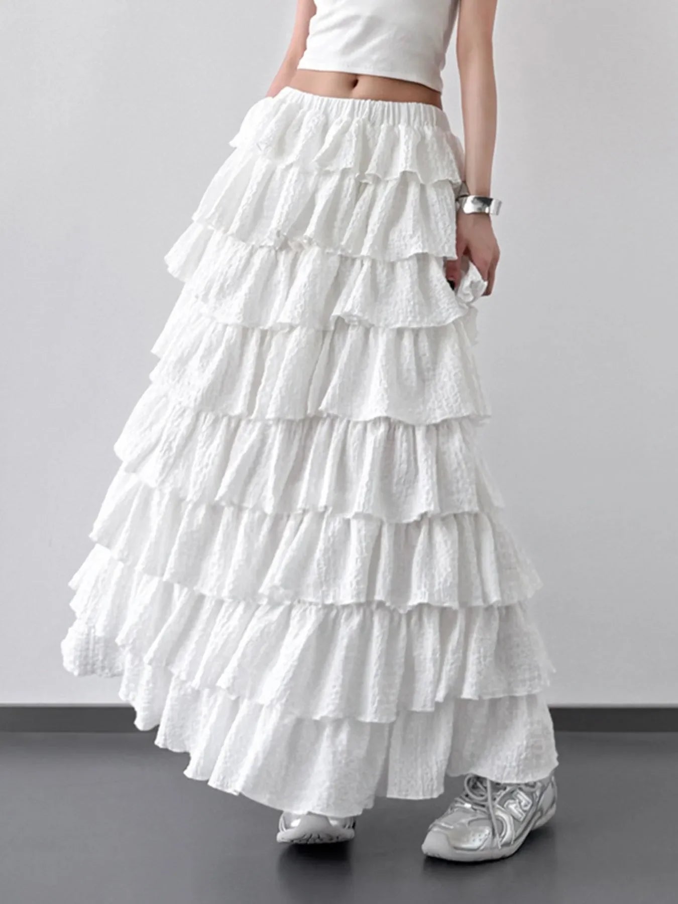 Flowing Ruffle Layered Maxi Skirt With Draped Layers - Southern Shores Clothing