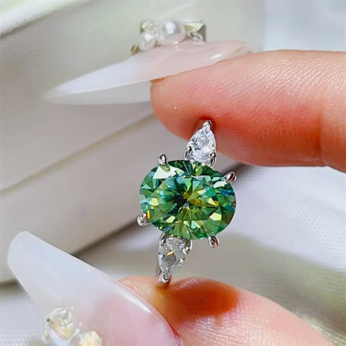 3 Carat Moissanite Platinum-Plated Sterling Silver Ring - Southern Shores Clothing