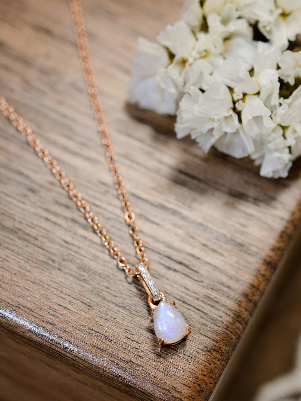 Southern Shores Natural Moonstone Teardrop Necklace