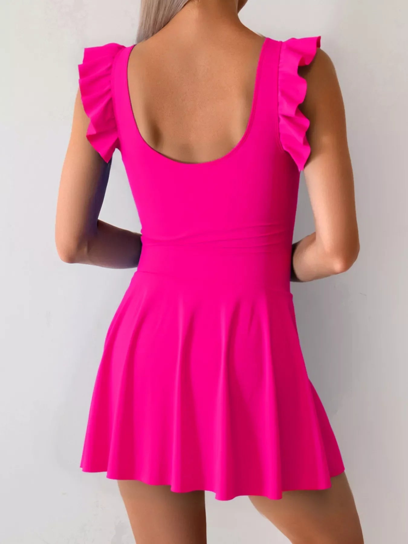 Elegant Ruffled Sleeve One-Piece Swim Dress With Skirt Detail - Southern Shores Clothing