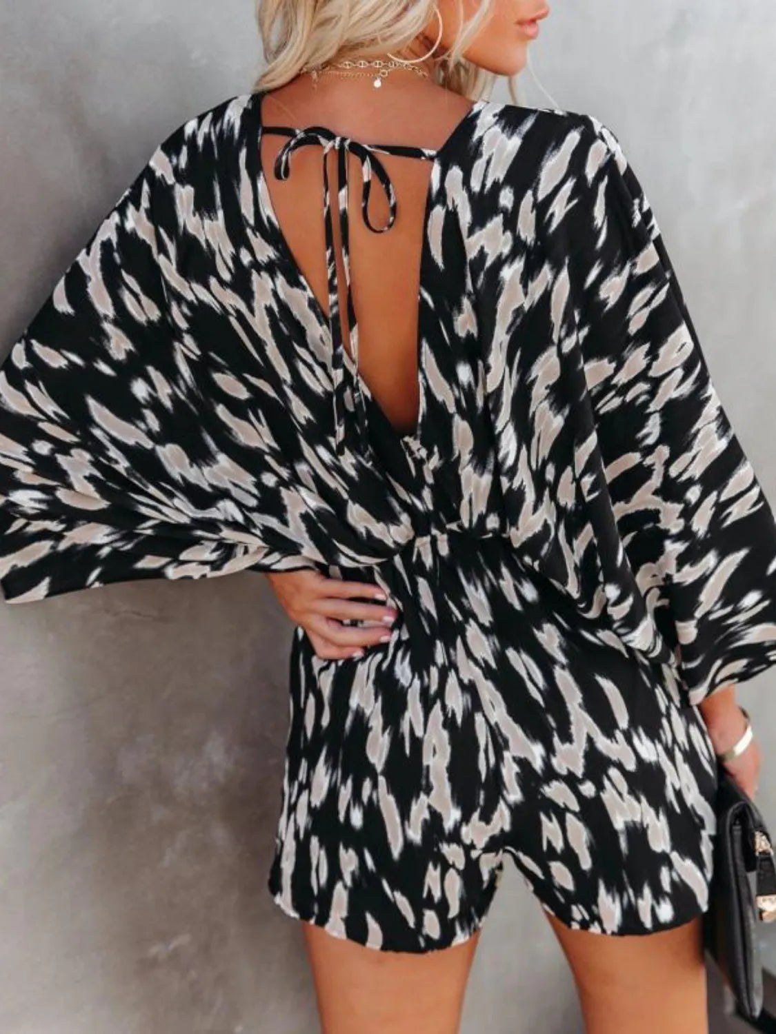 Oversized Tied-Back Printed Floral Romper