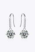 Six-Prong Moissanite Drop Earrings In Sterling Silver - Southern Shores Clothing