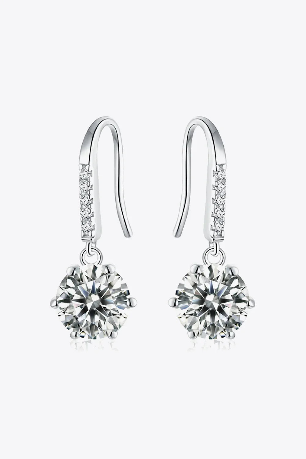 Six-Prong Moissanite Drop Earrings In Sterling Silver - Southern Shores Clothing