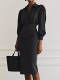 Ruched Midi Shirt Dress With Side Slit Coastal Days - Southern Shores Clothing