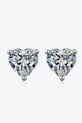 2 Carat Moissanite Heart Shaped Stud Earrings