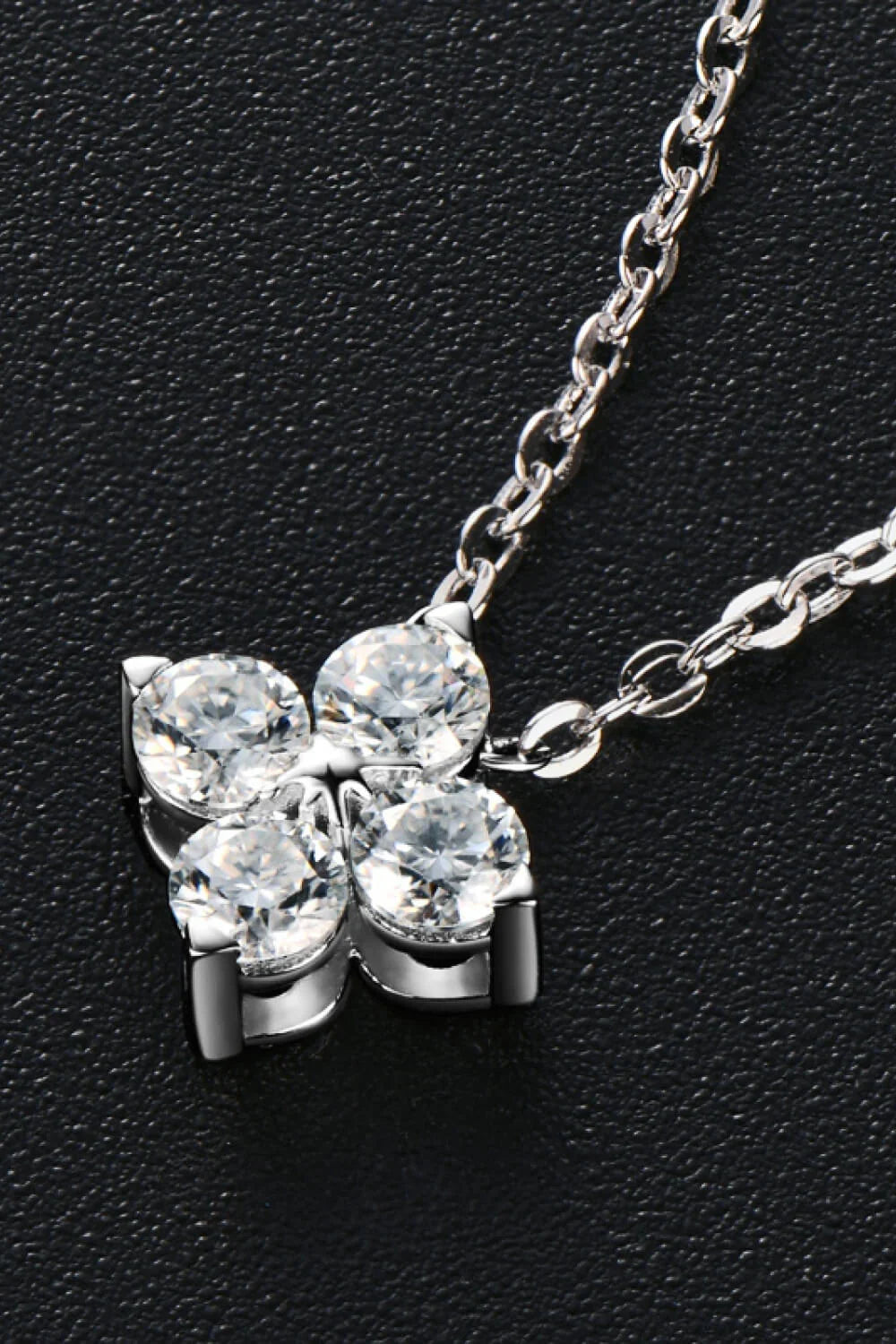 Moissanite Four Leaf Clover Necklace in Sterling Silver - Southern Shores Clothing