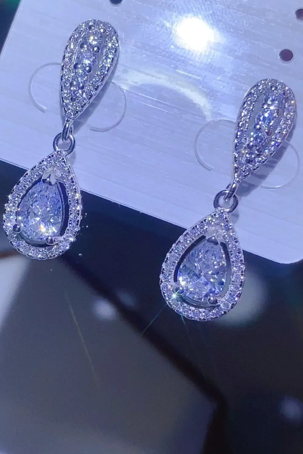 2 Carat Moissanite Teardrop Earrings Sterling Silver - Southern Shores Clothing