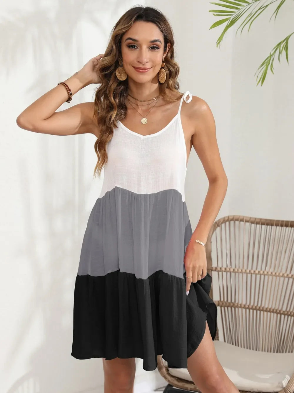 Spaghetti Strap Block Cover-Up for Beachwear - Southern Shores Clothing